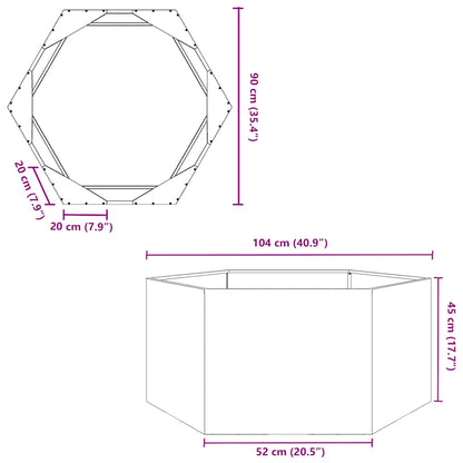 vidaXL Pflanzkübel Sechseckig 104x90x45 Verzinkter Stahl