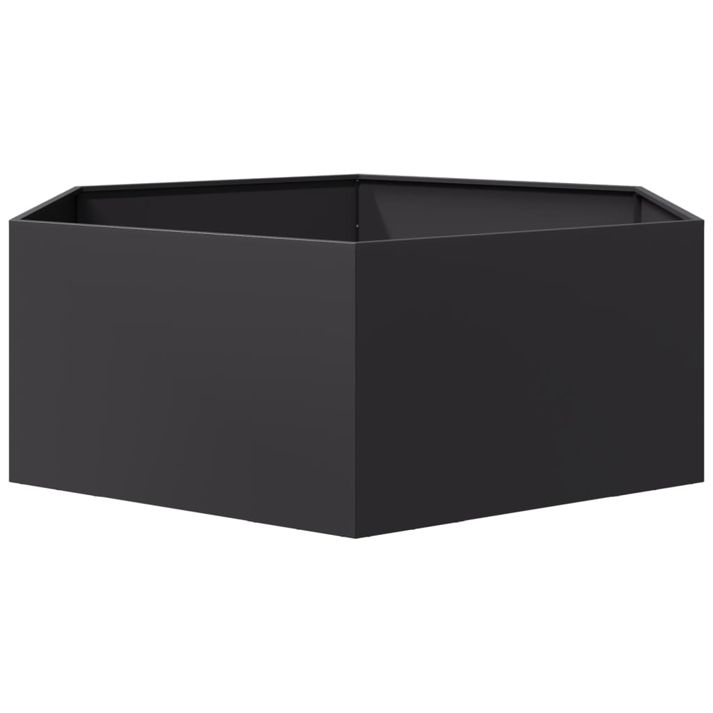 vidaXL Pflanzkübel Schwarz Sechseckig 138x120x45 Stahl