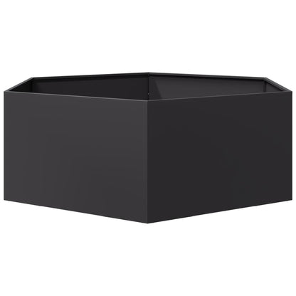 vidaXL Pflanzkübel Schwarz Sechseckig 138x120x45 Stahl