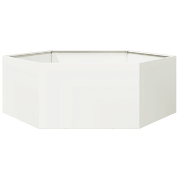 vidaXL Pflanzkübel Weiß Sechseckig 138x120x45 Stahl