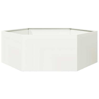 vidaXL Pflanzkübel Weiß Sechseckig 138x120x45 Stahl