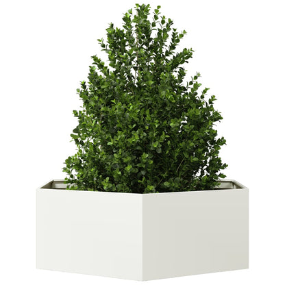 vidaXL Pflanzkübel Weiß Sechseckig 138x120x45 Stahl