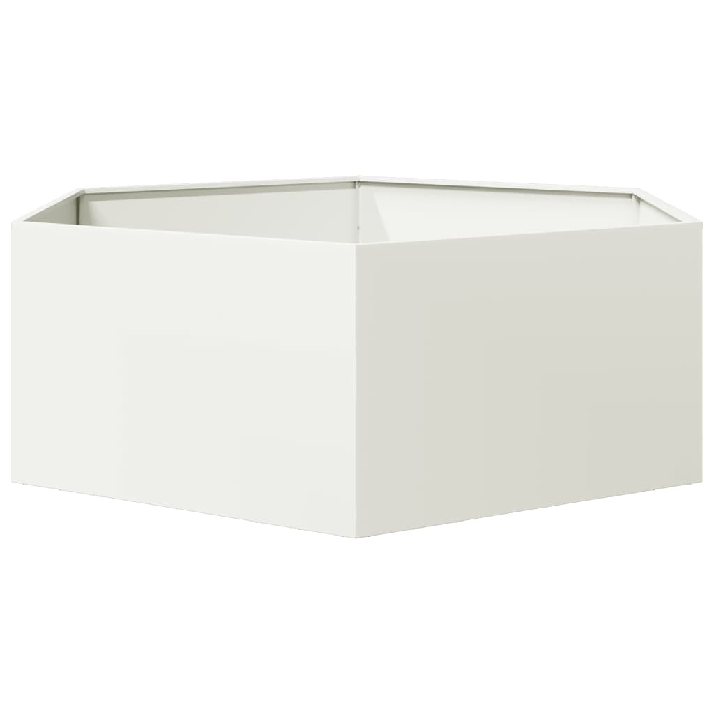 vidaXL Pflanzkübel Weiß Sechseckig 138x120x45 Stahl