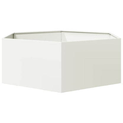 vidaXL Pflanzkübel Weiß Sechseckig 138x120x45 Stahl