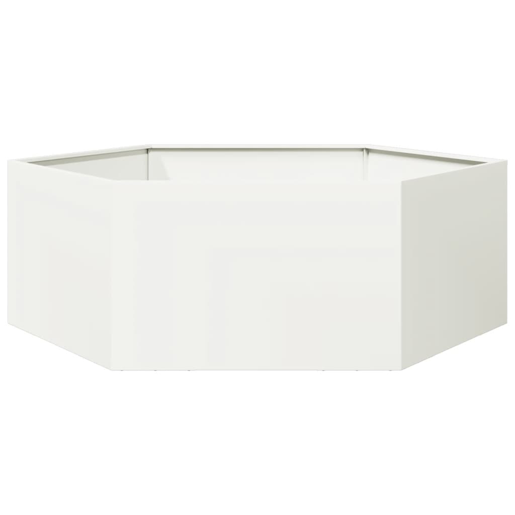 vidaXL Pflanzkübel Weiß Sechseckig 138x120x45 Stahl