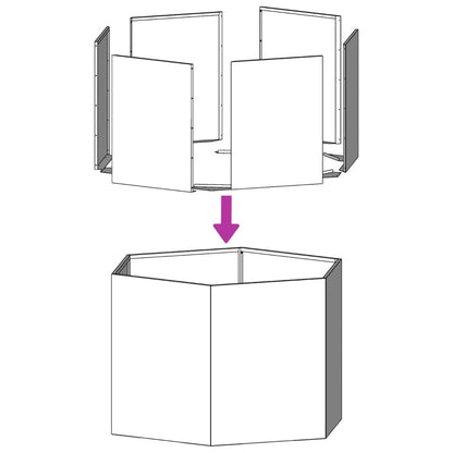 vidaXL Pflanzkübel Weiß Sechseckig 138x120x45 Stahl