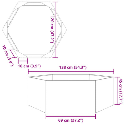 vidaXL Pflanzkübel Weiß Sechseckig 138x120x45 Stahl