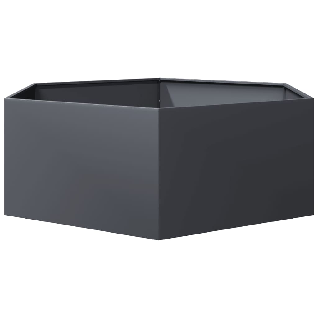 vidaXL Pflanzkübel Anthrazit Sechseckig 138x120x45 Stahl