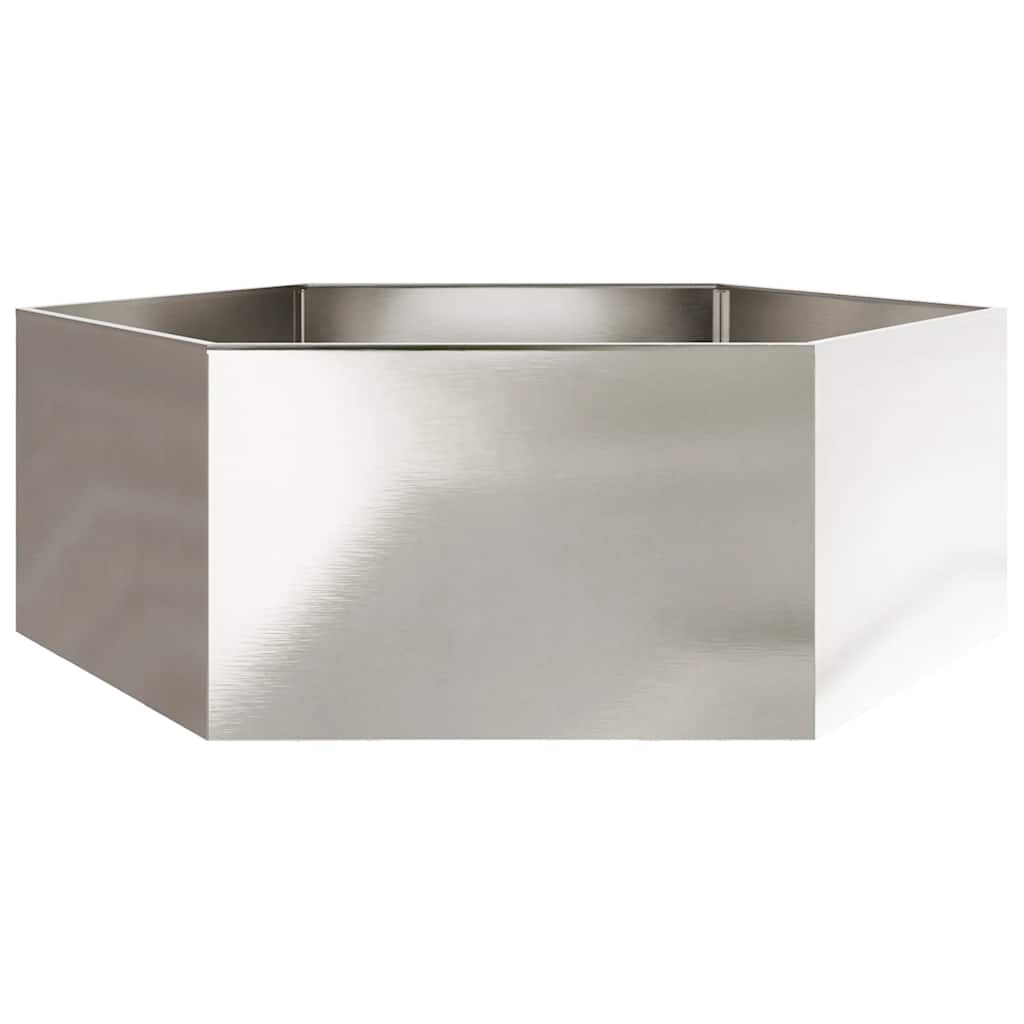 vidaXL Pflanzkübel Sechseckig 138x120x45 Edelstahl