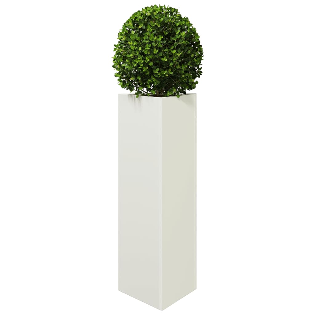 vidaXL Pflanzkübel 2 Stk. Weiß Dreieckig 30x26x75 cm Stahl