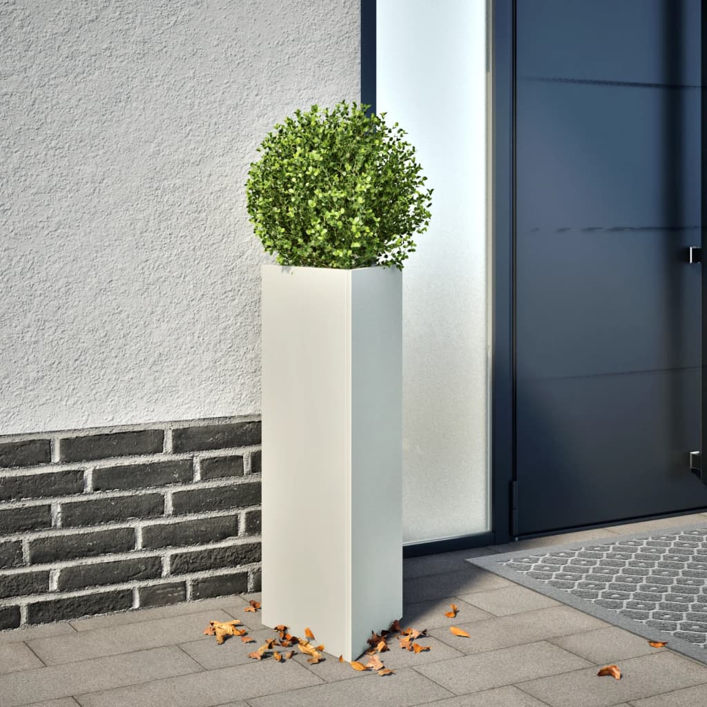 vidaXL Pflanzkübel 2 Stk. Weiß Dreieckig 30x26x75 cm Stahl