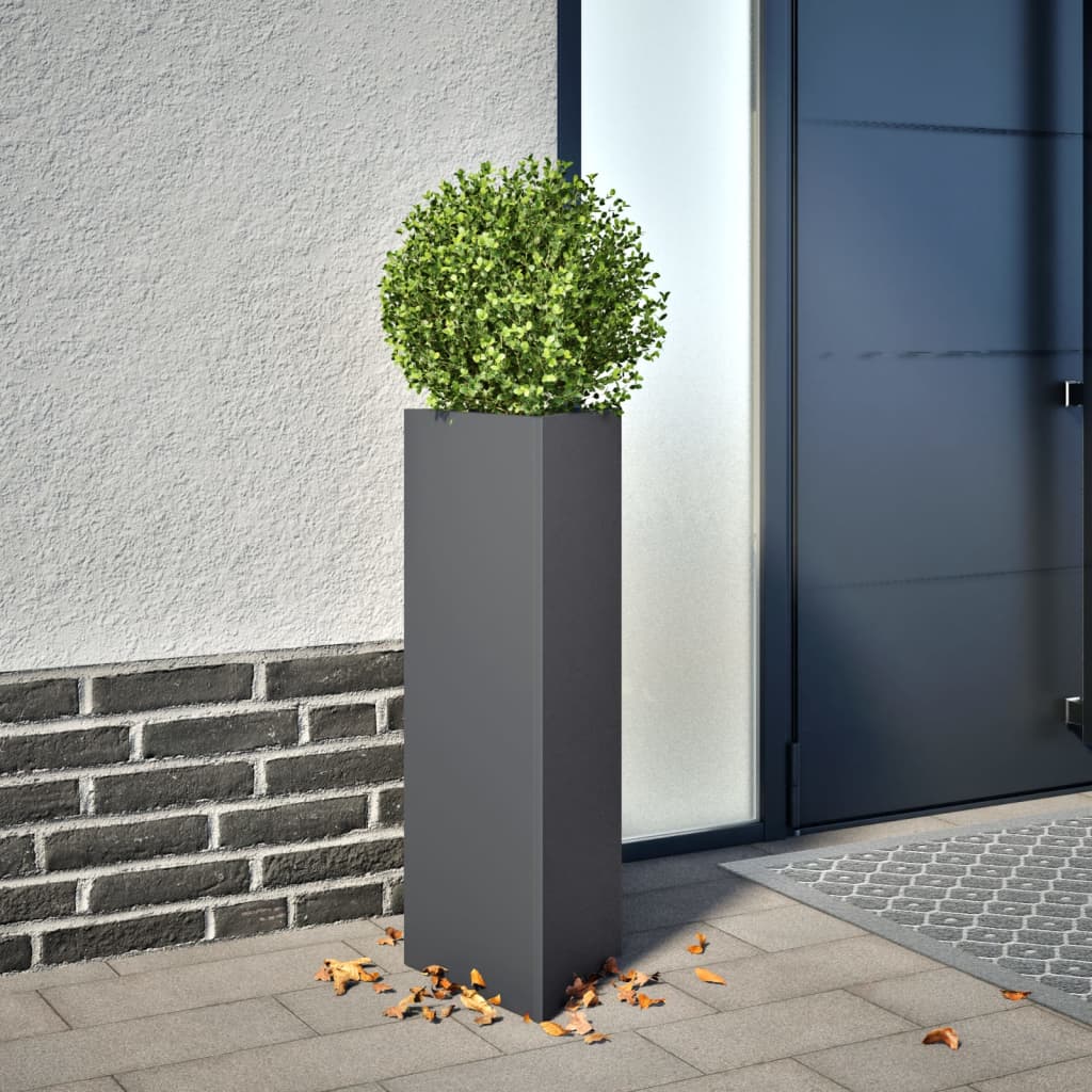 vidaXL Pflanzkübel 2 Stk. Anthrazit Dreieckig 30x26x75 cm Stahl