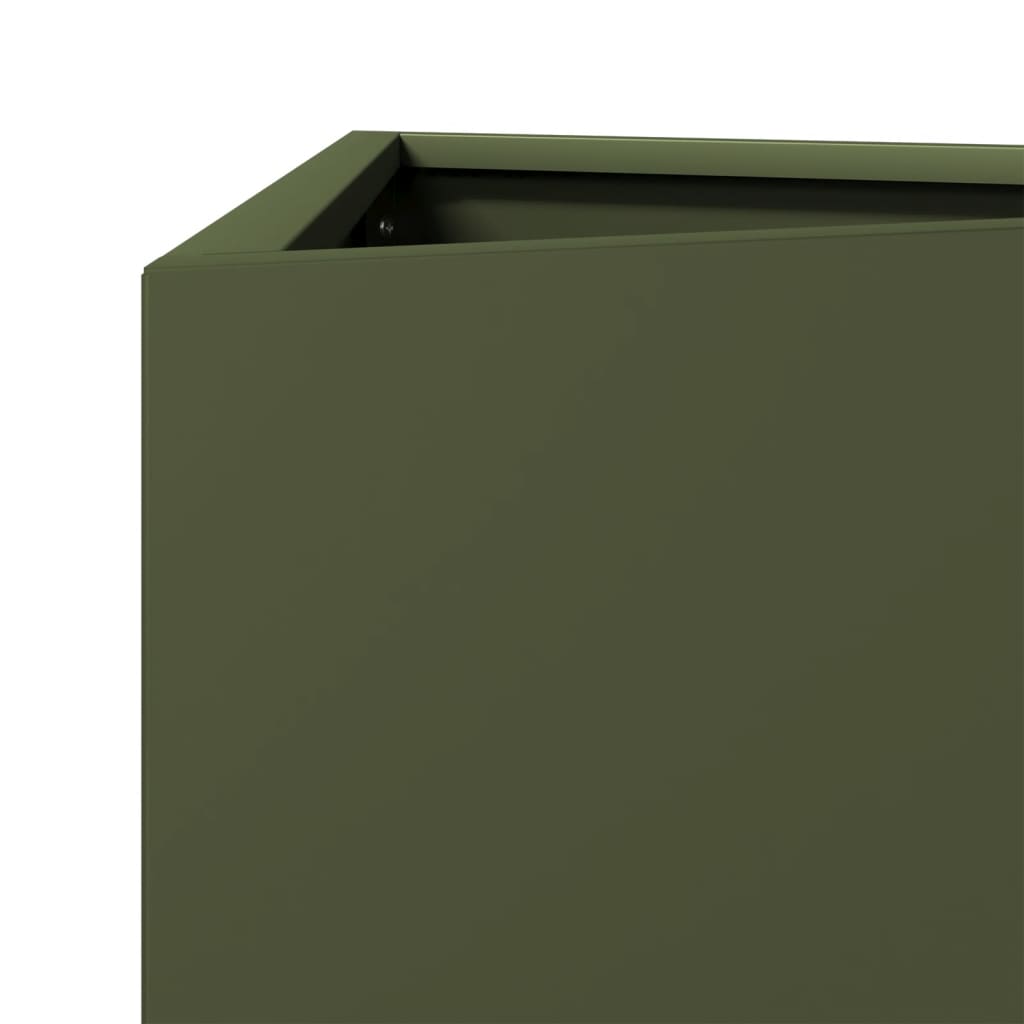 vidaXL Pflanzkübel Olivgrün Dreieckig 30x26x75 cm Stahl