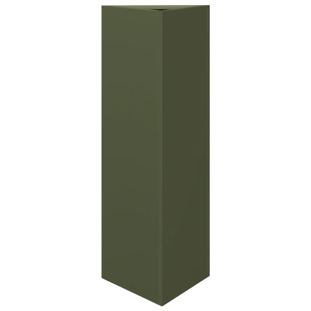 vidaXL Pflanzkübel 2 Stk. Olivgrün Dreieckig 30x26x75 cm Stahl