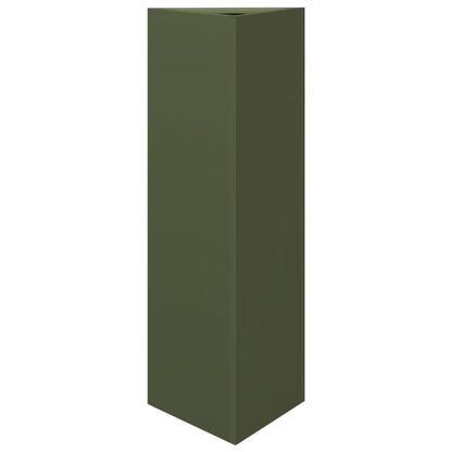 vidaXL Pflanzkübel 2 Stk. Olivgrün Dreieckig 30x26x75 cm Stahl