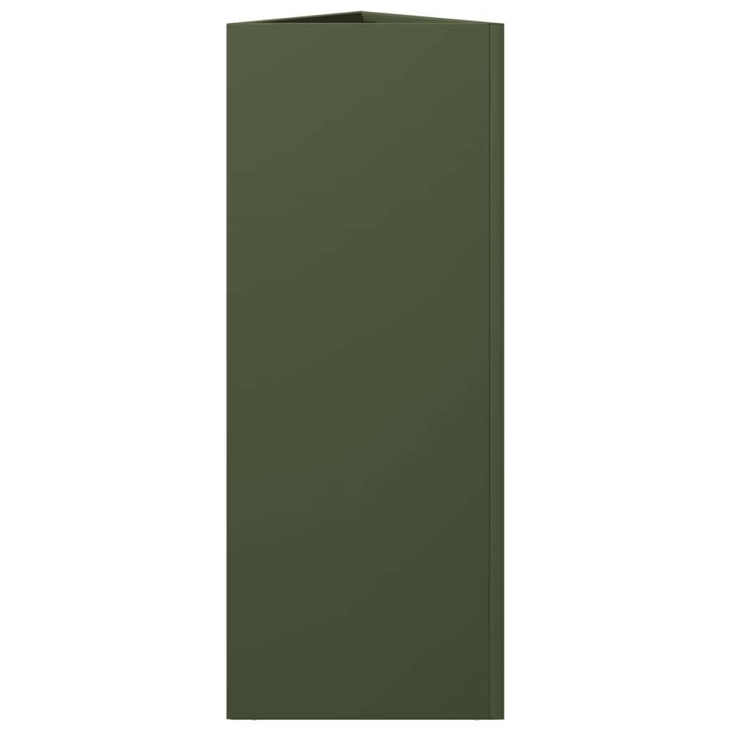 vidaXL Pflanzkübel 2 Stk. Olivgrün Dreieckig 30x26x75 cm Stahl