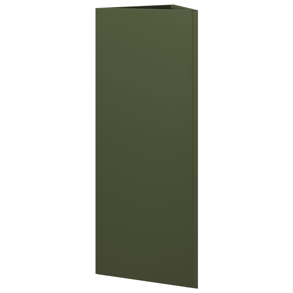 vidaXL Pflanzkübel 2 Stk. Olivgrün Dreieckig 30x26x75 cm Stahl