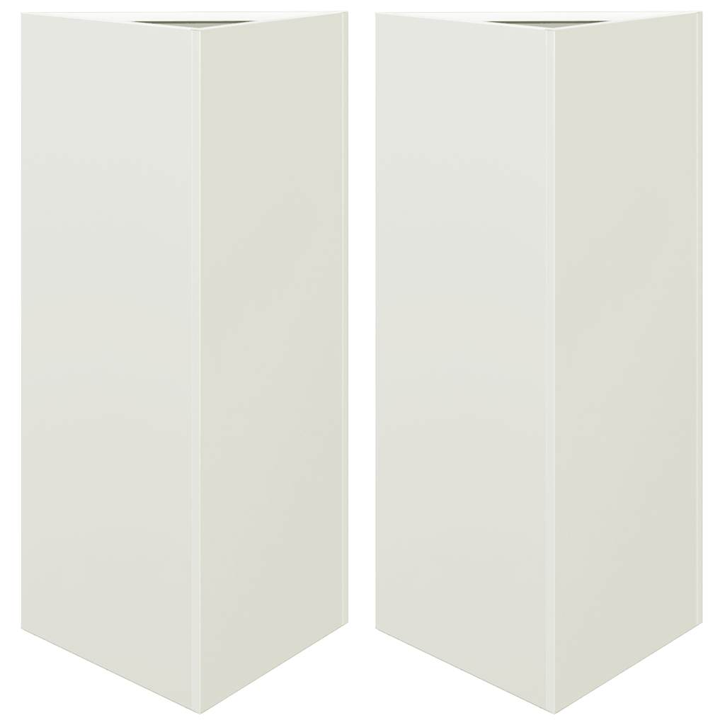 vidaXL Pflanzkübel 2 Stk. Weiß Dreieckig 40x34,5x70 cm Stahl