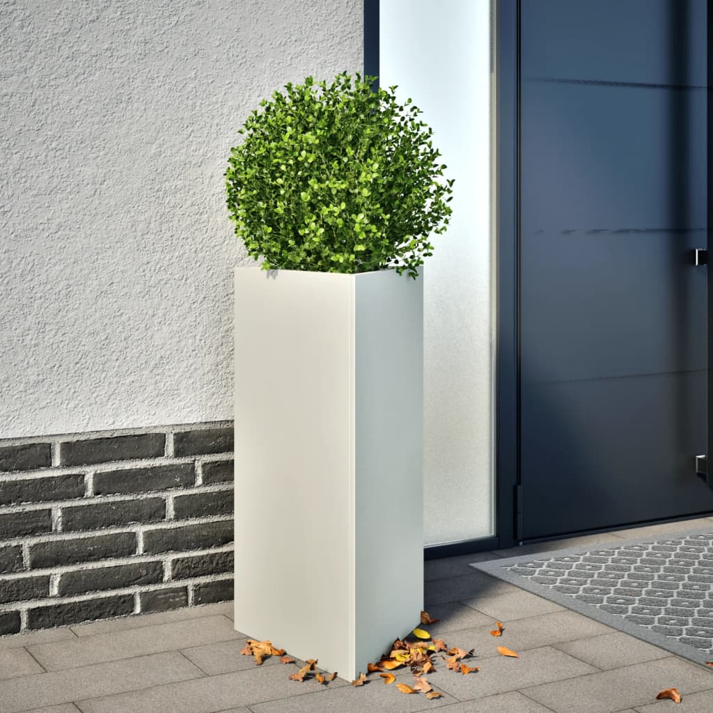 vidaXL Pflanzkübel 2 Stk. Weiß Dreieckig 40x34,5x70 cm Stahl
