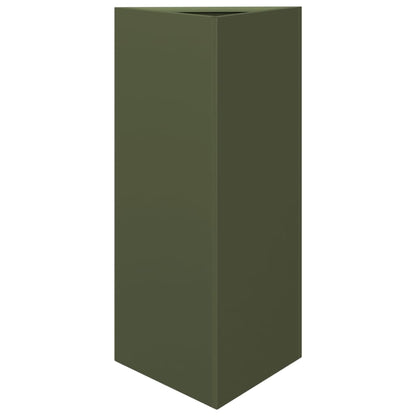 vidaXL Pflanzkübel Olivgrün Dreieckig 40x34,5x70 cm Stahl