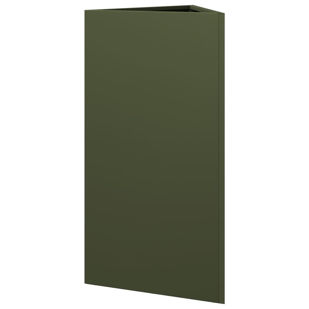vidaXL Pflanzkübel Olivgrün Dreieckig 40x34,5x70 cm Stahl