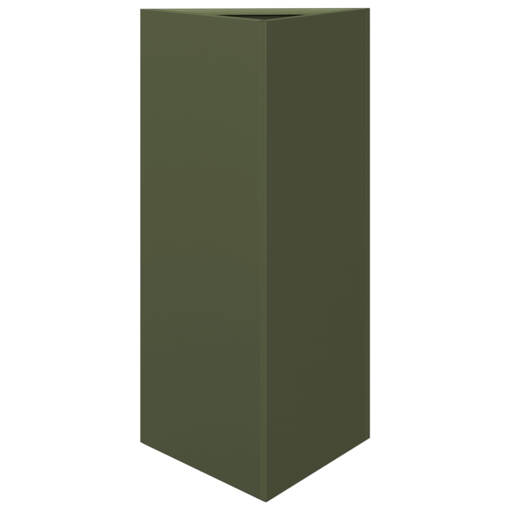 vidaXL Pflanzkübel 2 Stk. Olivgrün Dreieckig 40x34,5x70 cm Stahl