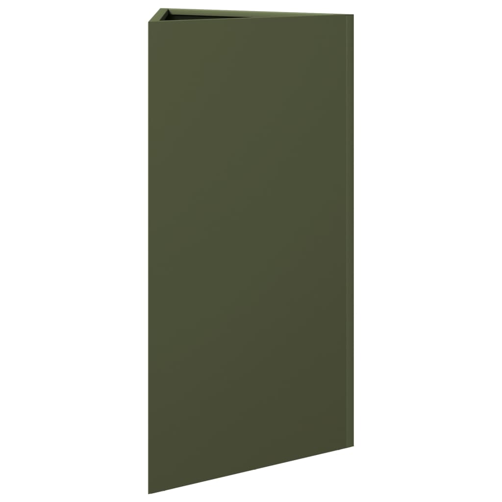 vidaXL Pflanzkübel 2 Stk. Olivgrün Dreieckig 40x34,5x70 cm Stahl