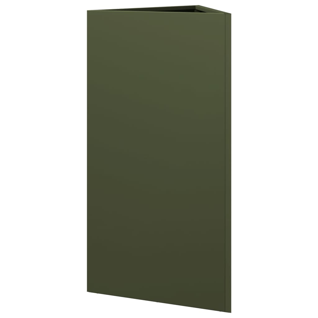 vidaXL Pflanzkübel 2 Stk. Olivgrün Dreieckig 40x34,5x70 cm Stahl