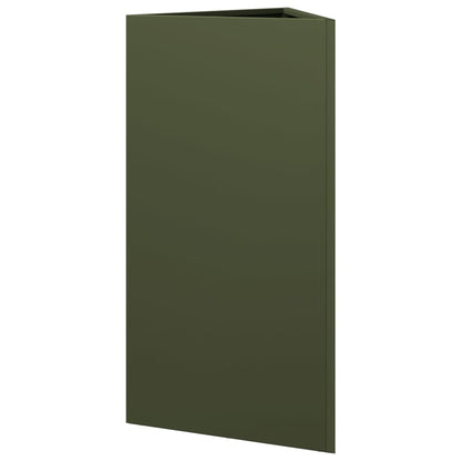 vidaXL Pflanzkübel 2 Stk. Olivgrün Dreieckig 40x34,5x70 cm Stahl