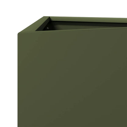 vidaXL Pflanzkübel 2 Stk. Olivgrün Dreieckig 40x34,5x70 cm Stahl