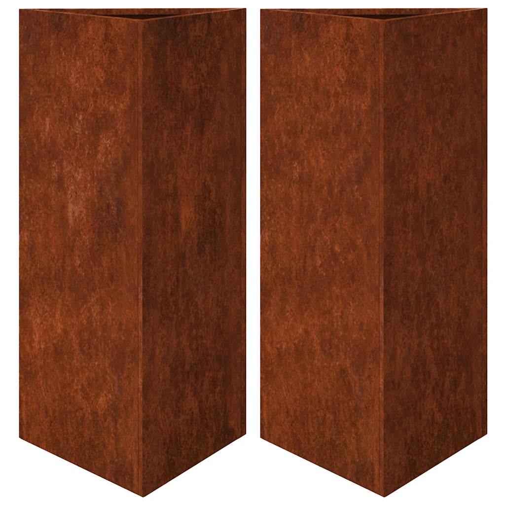 vidaXL Pflanzkübel 2 Stk. Dreieckig 40x40x75 cm Wetterfester Stahl