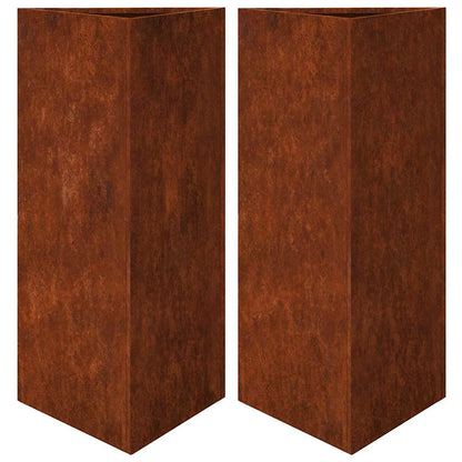 vidaXL Pflanzkübel 2 Stk. Dreieckig 40x40x75 cm Wetterfester Stahl