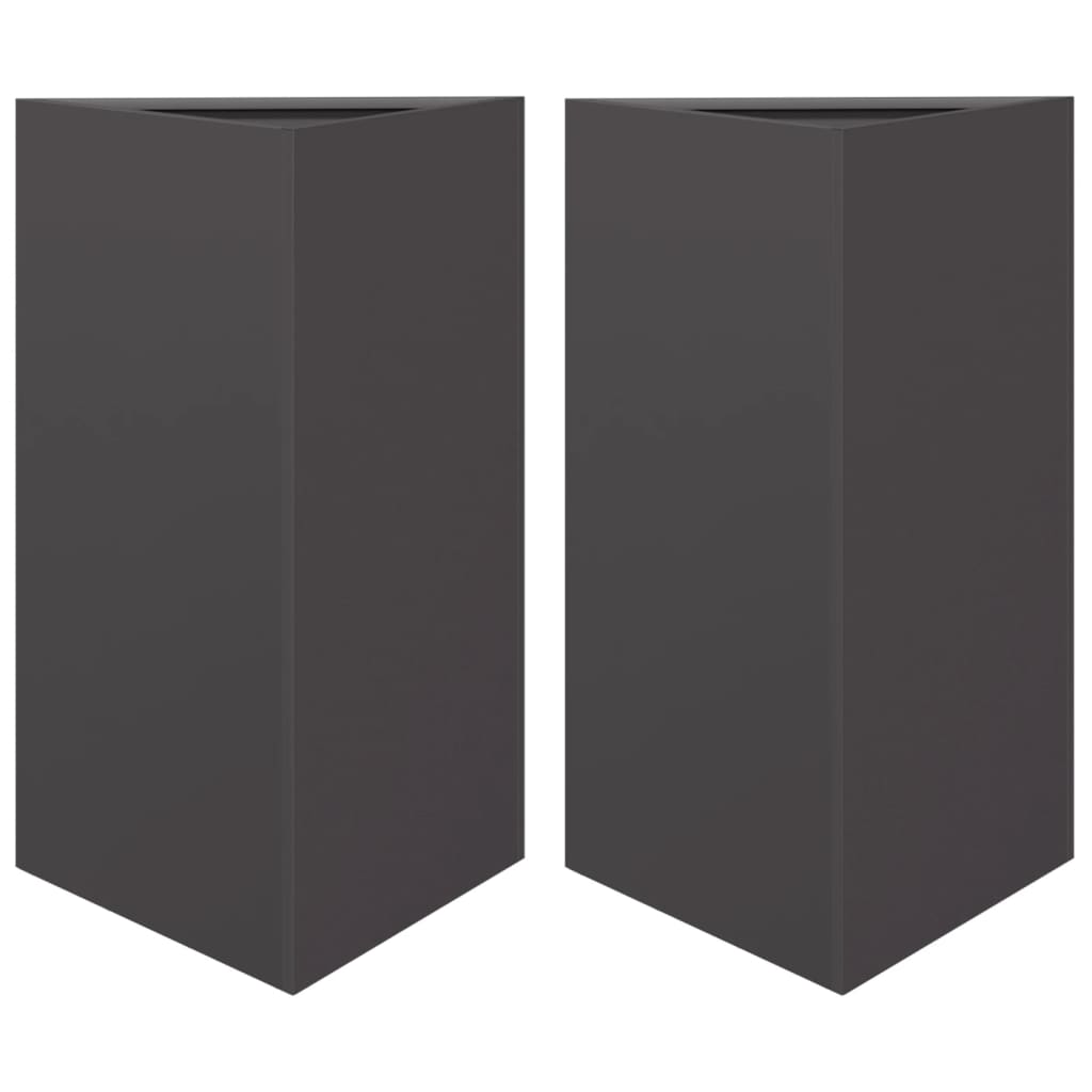 vidaXL Pflanzkübel 2 Stk. Schwarz Dreieckig 50x43x75 cm Stahl