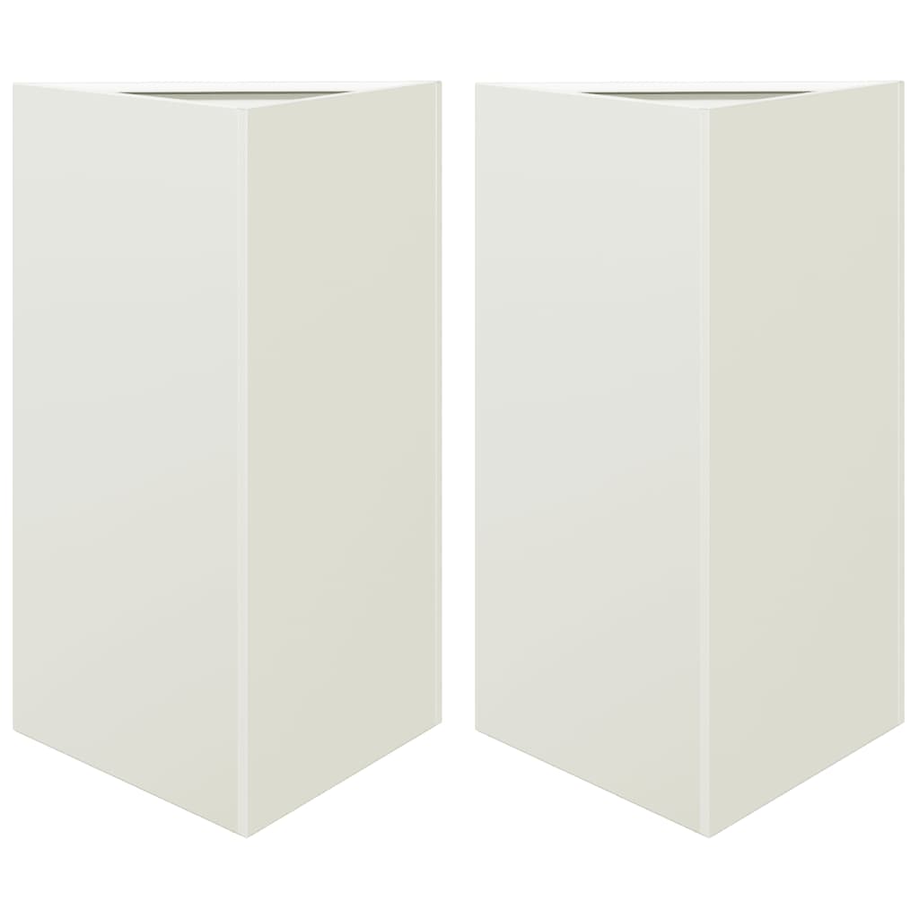 vidaXL Pflanzkübel 2 Stk. Weiß Dreieckig 50x43x75 cm Stahl