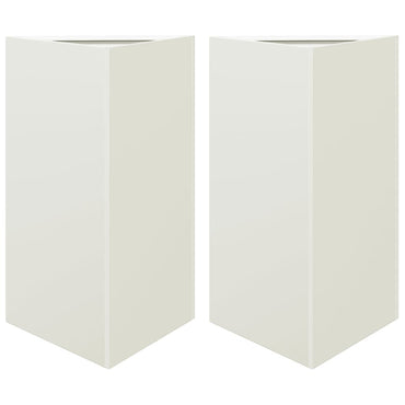 vidaXL Pflanzkübel 2 Stk. Weiß Dreieckig 50x43x75 cm Stahl