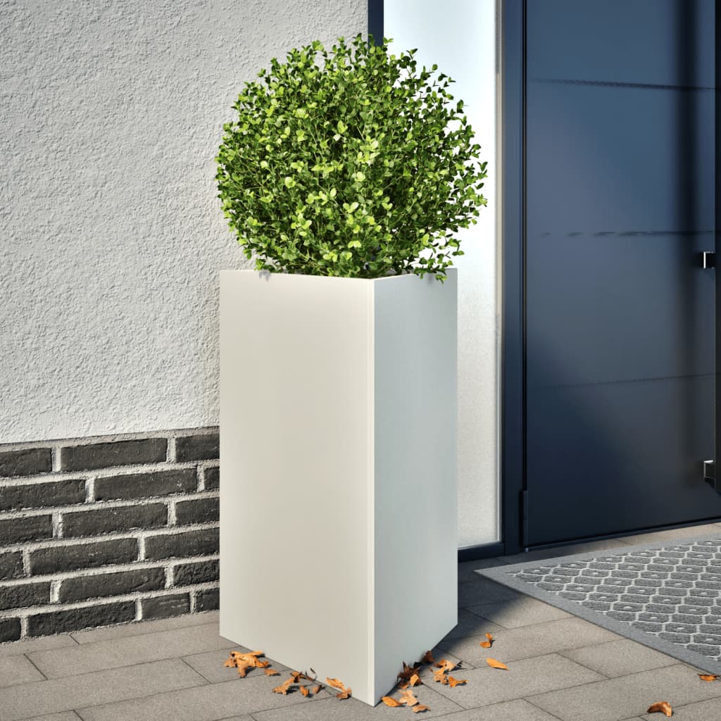 vidaXL Pflanzkübel 2 Stk. Weiß Dreieckig 50x43x75 cm Stahl