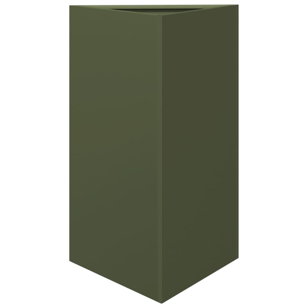 vidaXL Pflanzkübel 2 Stk. Olivgrün Dreieckig 50x43x75 cm Stahl