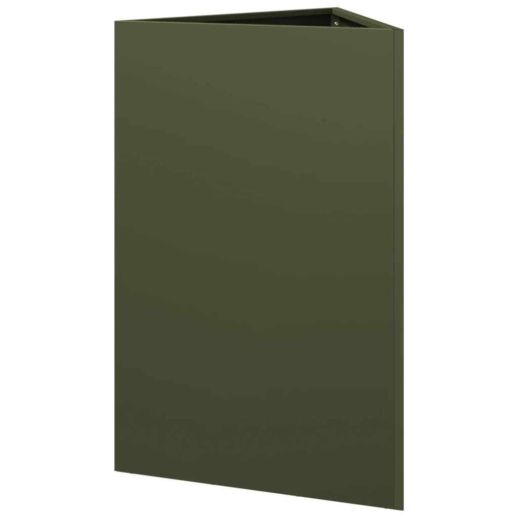 vidaXL Pflanzkübel 2 Stk. Olivgrün Dreieckig 50x43x75 cm Stahl