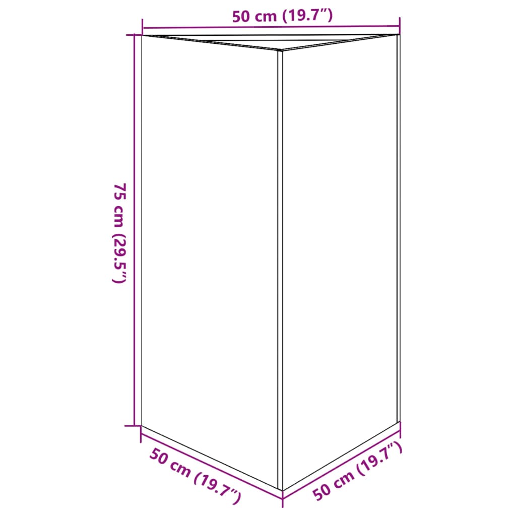 vidaXL Pflanzkübel 2 Stk. Dreieckig 50x43x75 cm Edelstahl