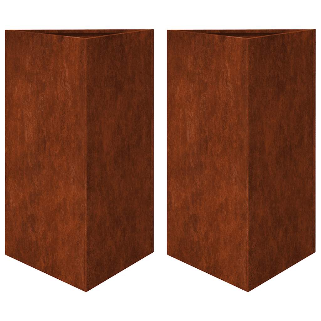 vidaXL Pflanzkübel 2 Stk. Dreieckig 50x43x75 cm Wetterfester Stahl