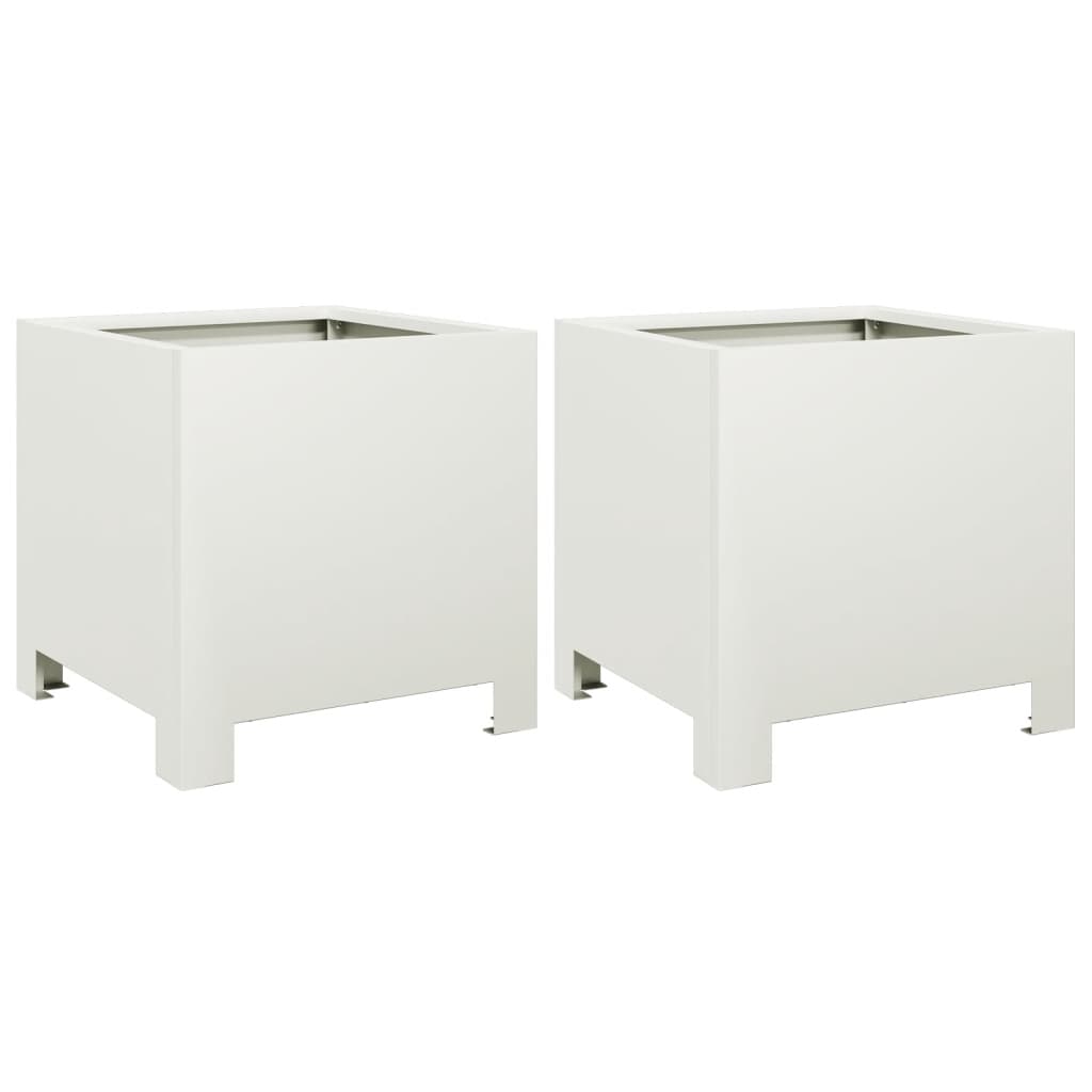 vidaXL Jardinières 2 pcs. Blanc 30x30x30 Acier