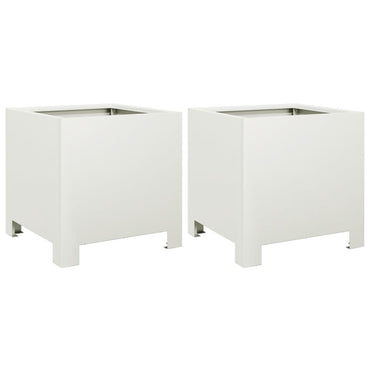 vidaXL Pflanzkübel 2 Stk. Weiß 30x30x30 Stahl