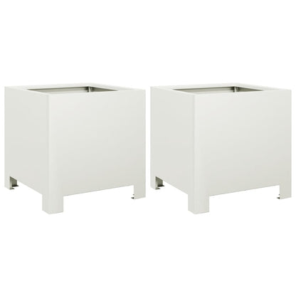 vidaXL Jardinières 2 pcs. Blanc 30x30x30 Acier