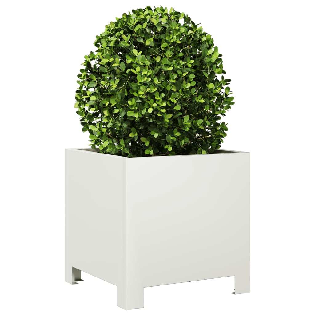vidaXL Jardinières 2 pcs. Blanc 30x30x30 Acier