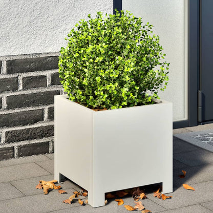 vidaXL Jardinières 2 pcs. Blanc 30x30x30 Acier