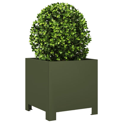 vidaXL Pflanzkübel 2 Stk. Olivgrün 30x30x30 Stahl