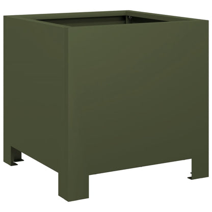 vidaXL Pflanzkübel 2 Stk. Olivgrün 30x30x30 Stahl