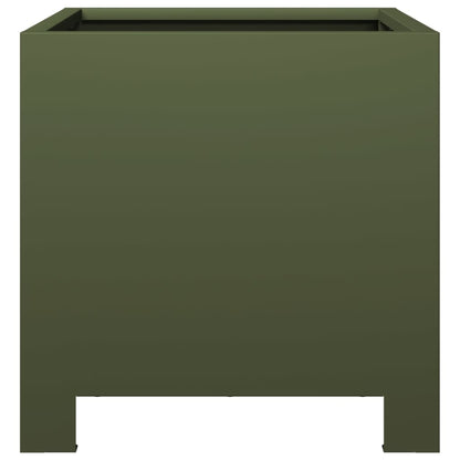 vidaXL Pflanzkübel 2 Stk. Olivgrün 30x30x30 Stahl