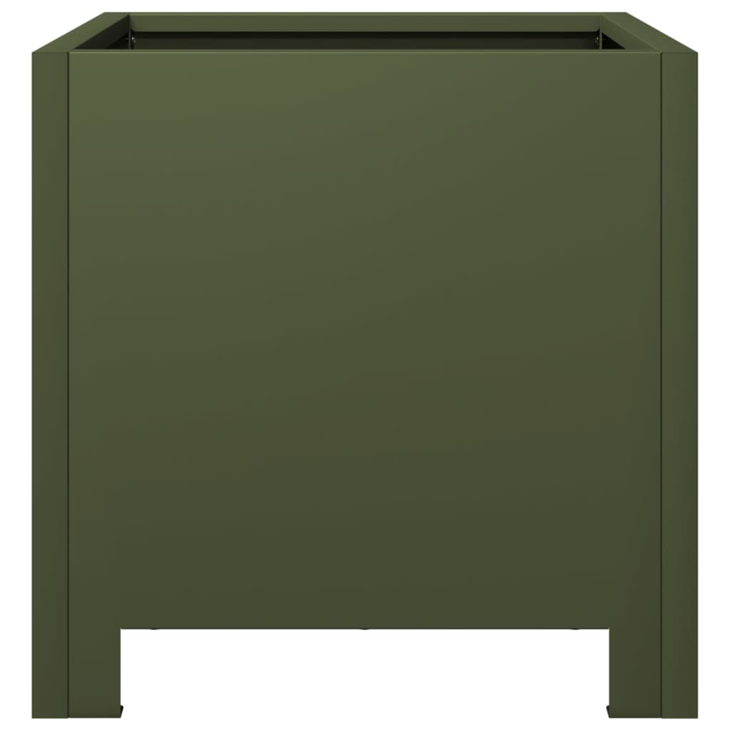 vidaXL Pflanzkübel 2 Stk. Olivgrün 30x30x30 Stahl
