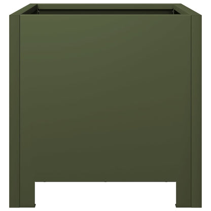 vidaXL Pflanzkübel 2 Stk. Olivgrün 30x30x30 Stahl